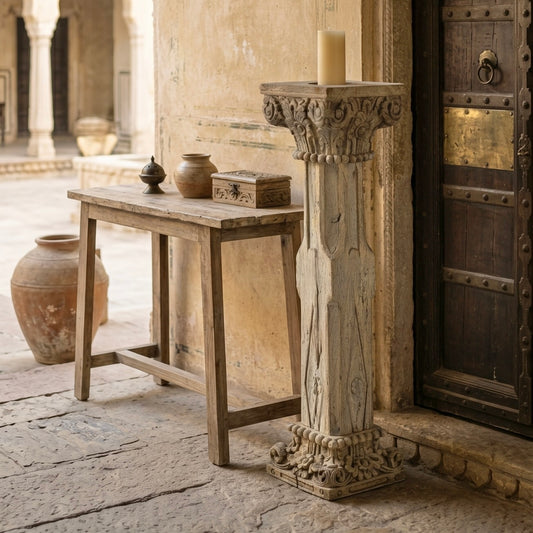 Vintage Indian Pillar Candle Stand (A26VP55)
