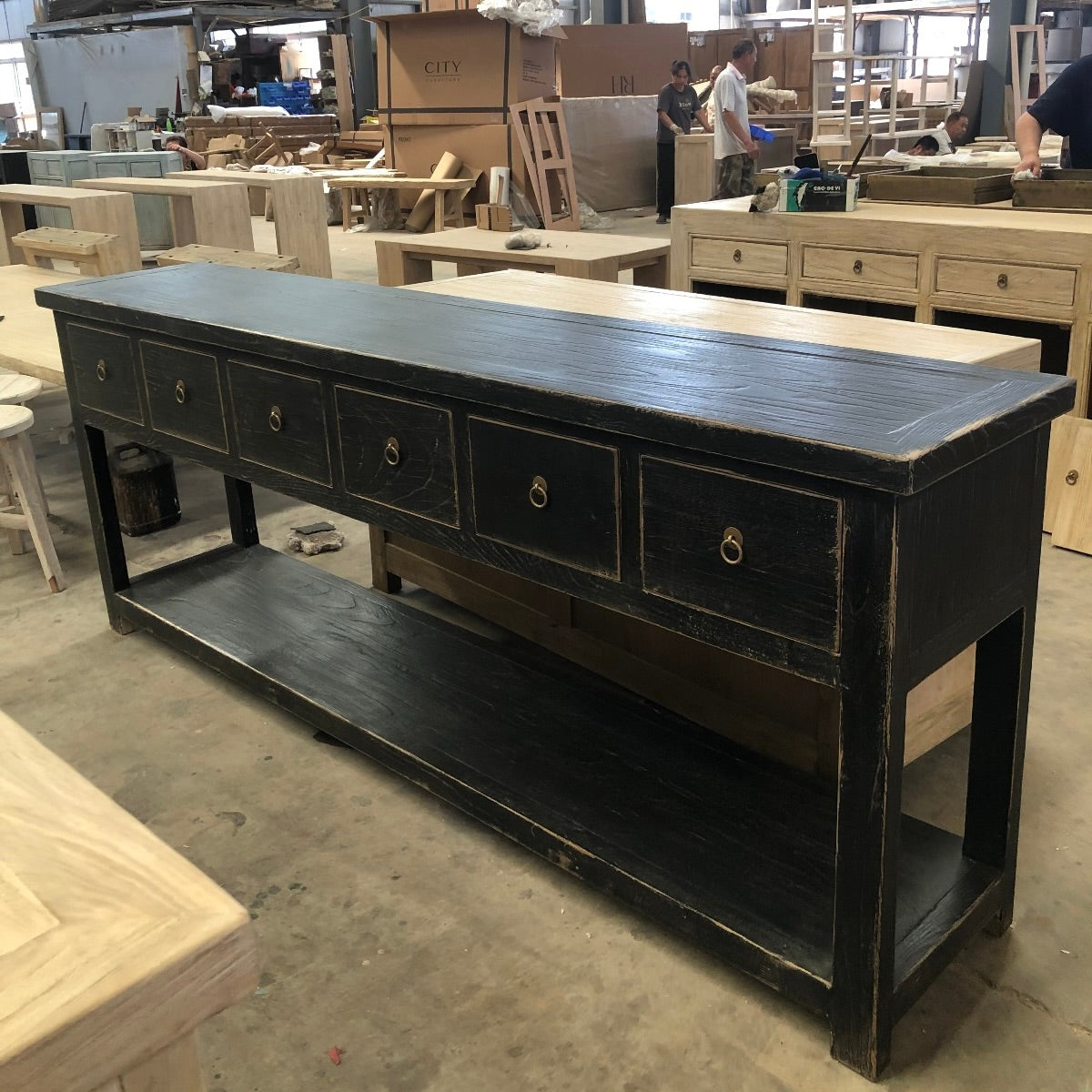 6 Drawer Console | 230 cm | Black