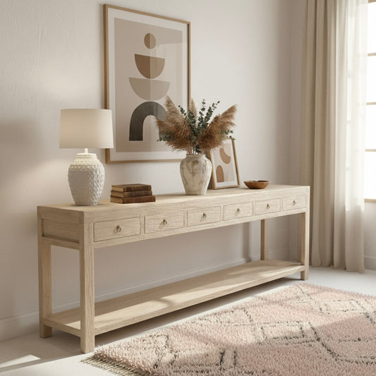 6 Drawer Console | 280 cm | Natural Elm