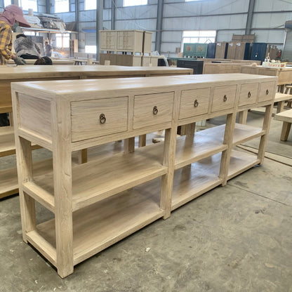 6 Drawer Console | 240 cm | Natural Elm | Pre-Order