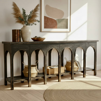 Mehraab Elm Console | 240 cm | Vintage Black