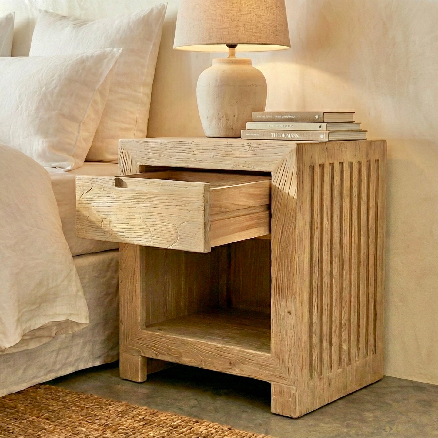 Amalfi Elm Bedside | 50 cm wide | Natural Elm