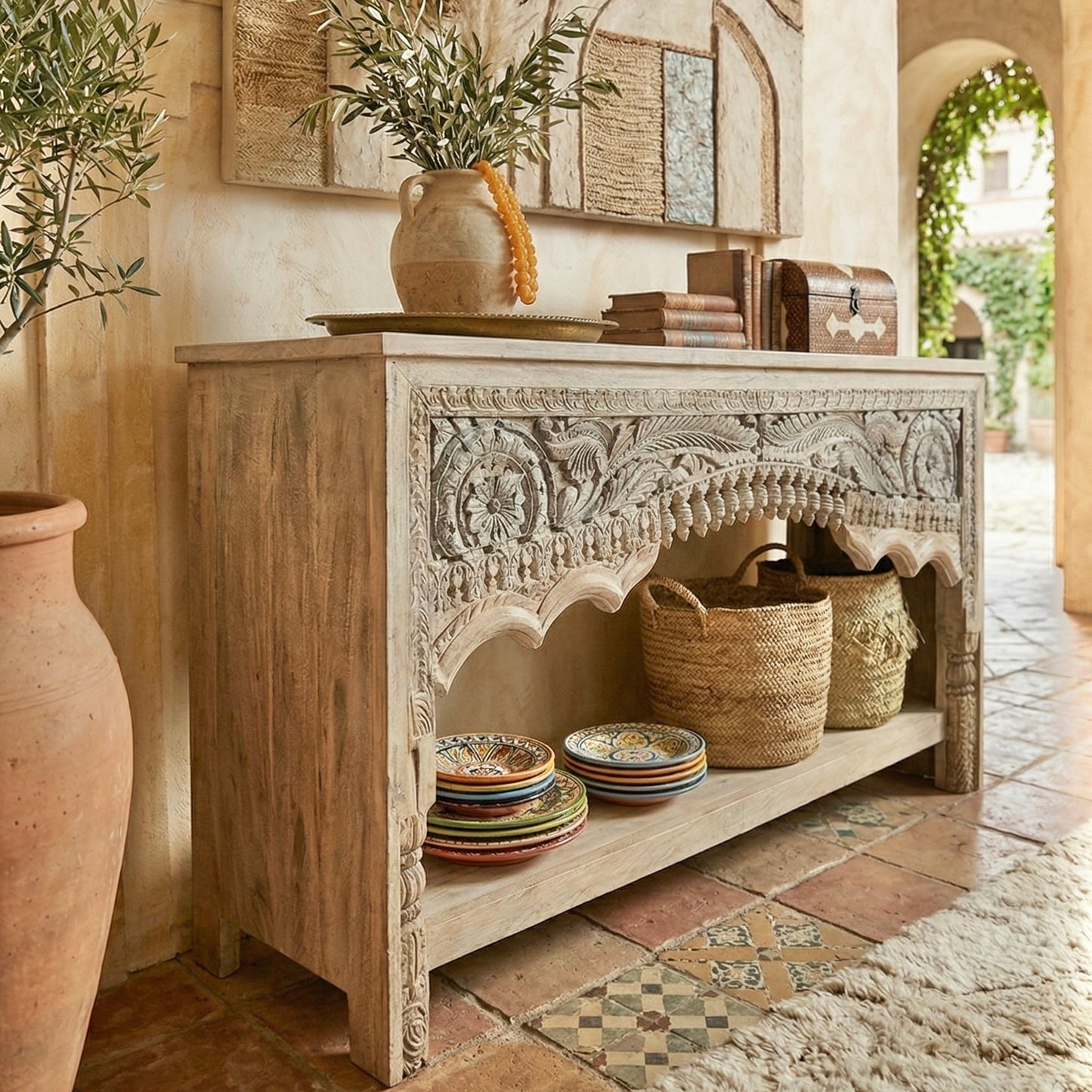 Vintage Indian Hand Carved Console (A26VP37)