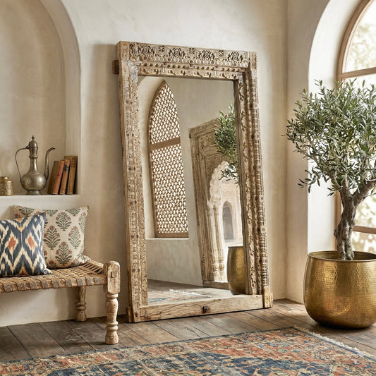 Vintage Indian Hand Carved Mirror (A26VP05)