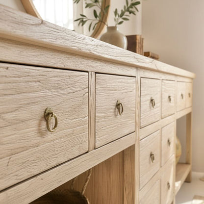 Heritage Console | 10 Drawer Console with Shelf | 240 cm | Natural Elm