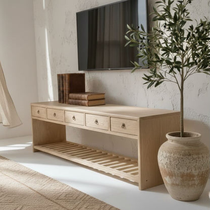 5 drawer entertainment unit | 180 cm | Natural Elm