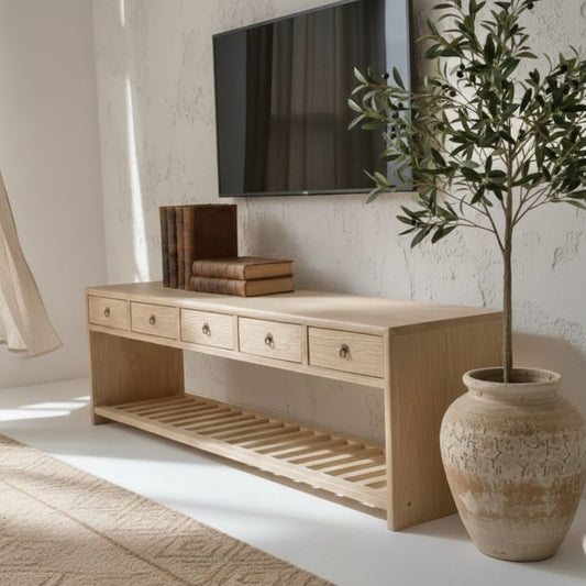 5 drawer entertainment unit | 180 cm | Natural Elm