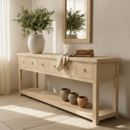 6 Drawer Console | 230 cm | Natural Elm