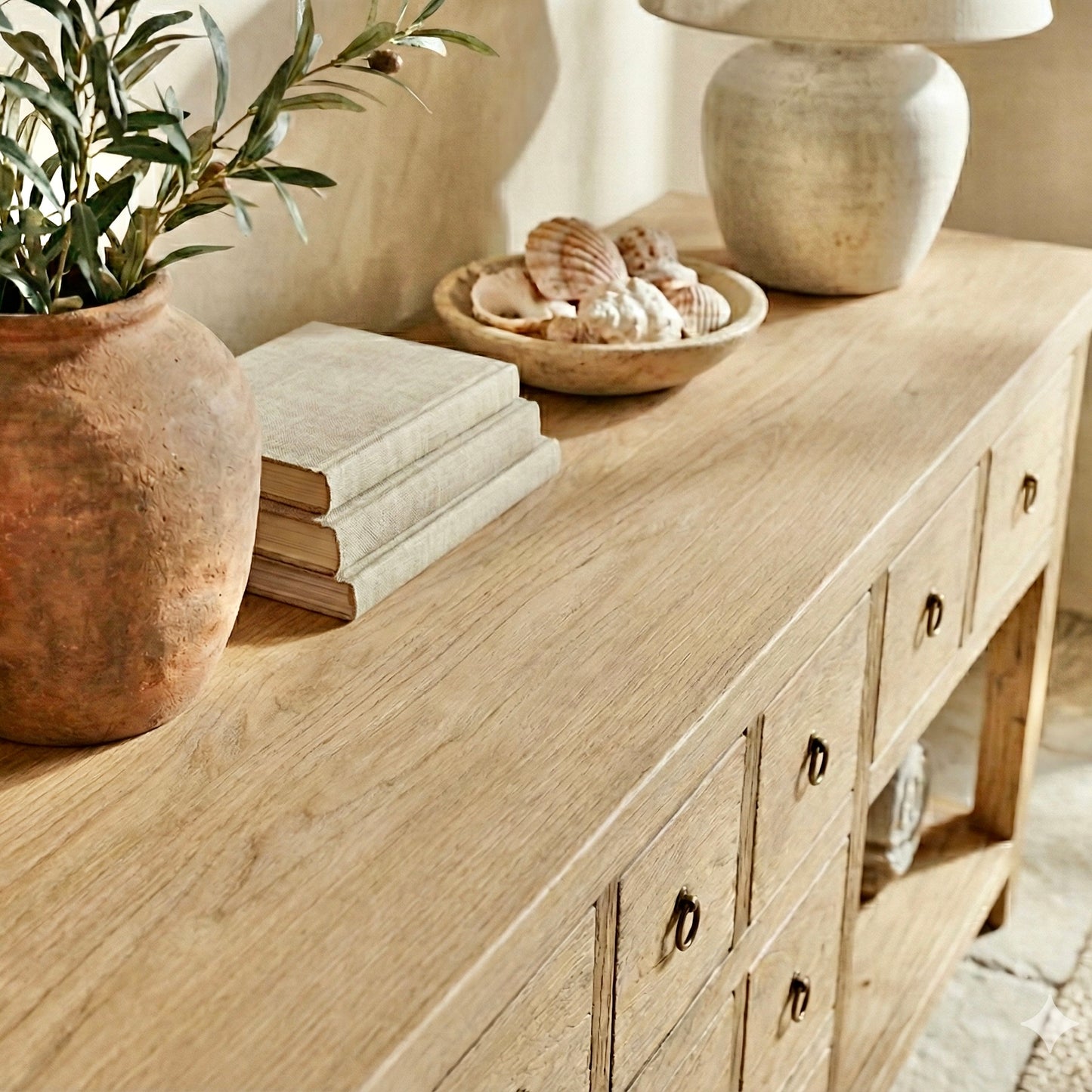 Heritage Console | 10 Drawer Console with Shelf | 240 cm | Natural Elm