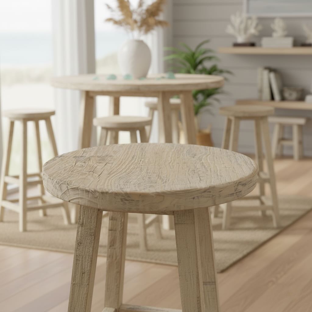 Round Elm Bar Stool