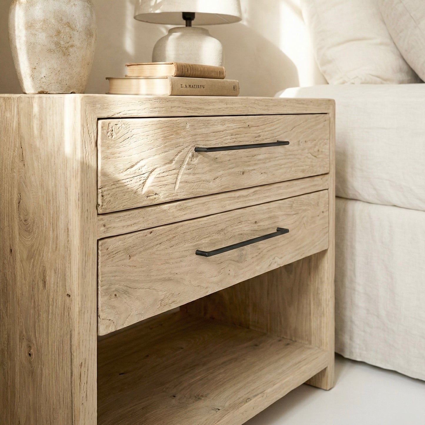 The Capri Elm Bedside | 70cm wide | Natural Elm