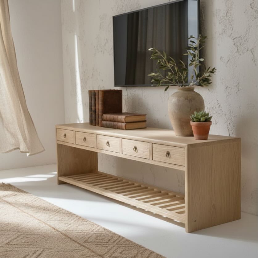 5 drawer entertainment unit | 180 cm | Natural Elm