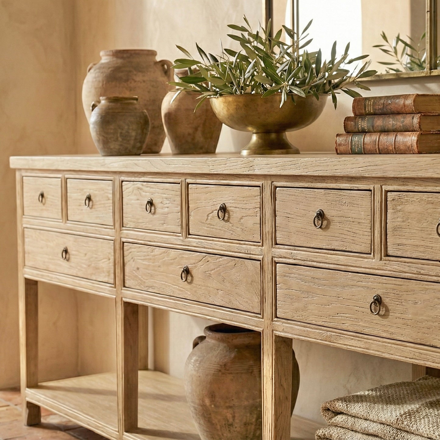 9 Drawer Console | 240 cm | Natural Elm