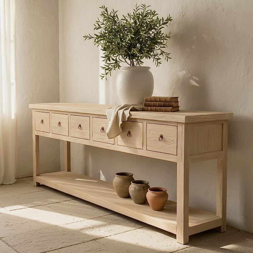 6 Drawer Console | 230 cm | Natural Elm