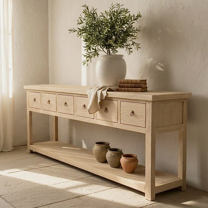 6 Drawer Console | 230 cm | Natural Elm