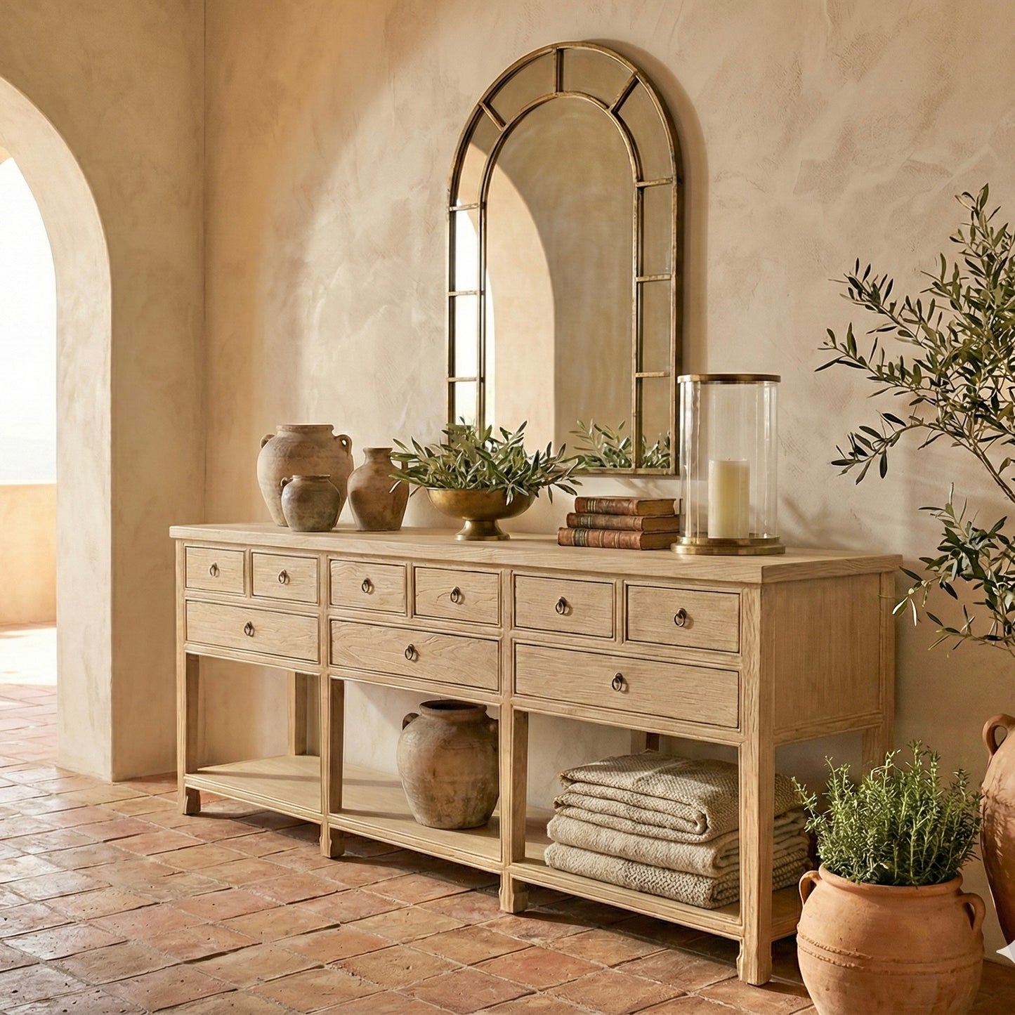 9 Drawer Console | 240 cm | Natural Elm