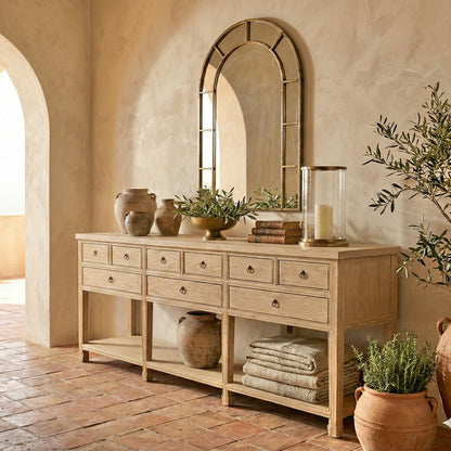 9 Drawer Console | 240 cm | Natural Elm
