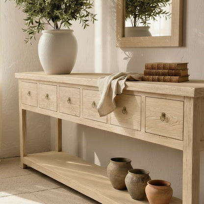 6 Drawer Console | 230 cm | Natural Elm