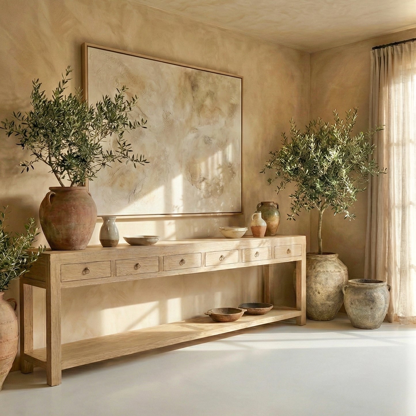 6 Drawer Console | 280 cm | Natural Elm