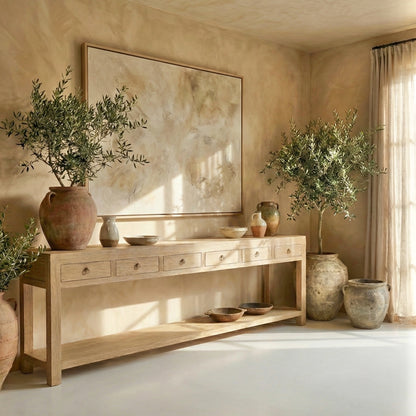 6 Drawer Console | 280 cm | Natural Elm