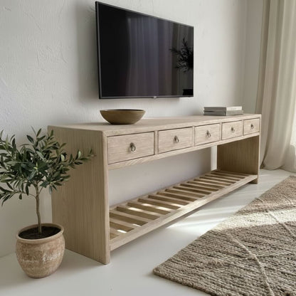 5 drawer entertainment unit | 180 cm | Natural Elm