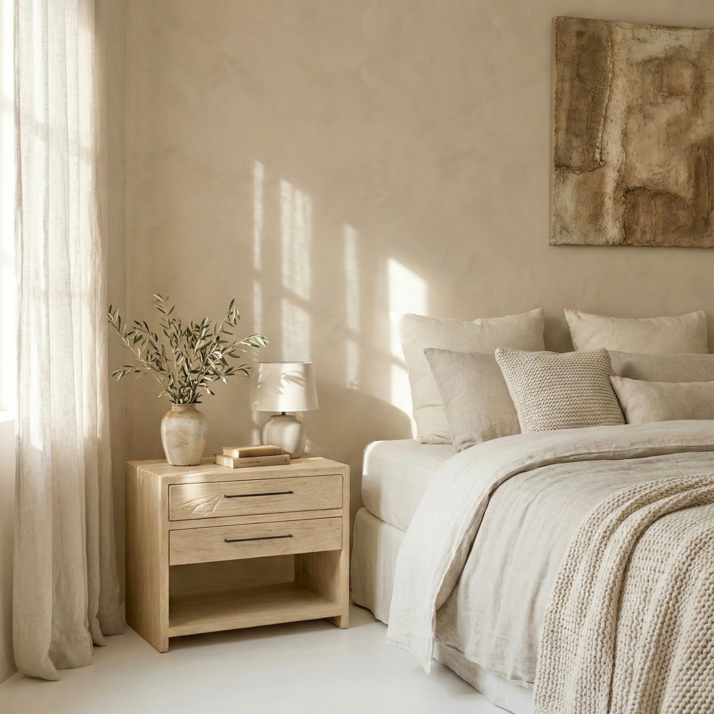 The Capri Elm Bedside | 70cm wide | Natural Elm