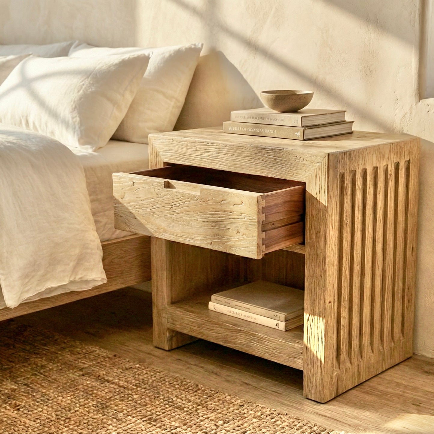 Amalfi Elm Bedside | 70cm wide | Natural Elm