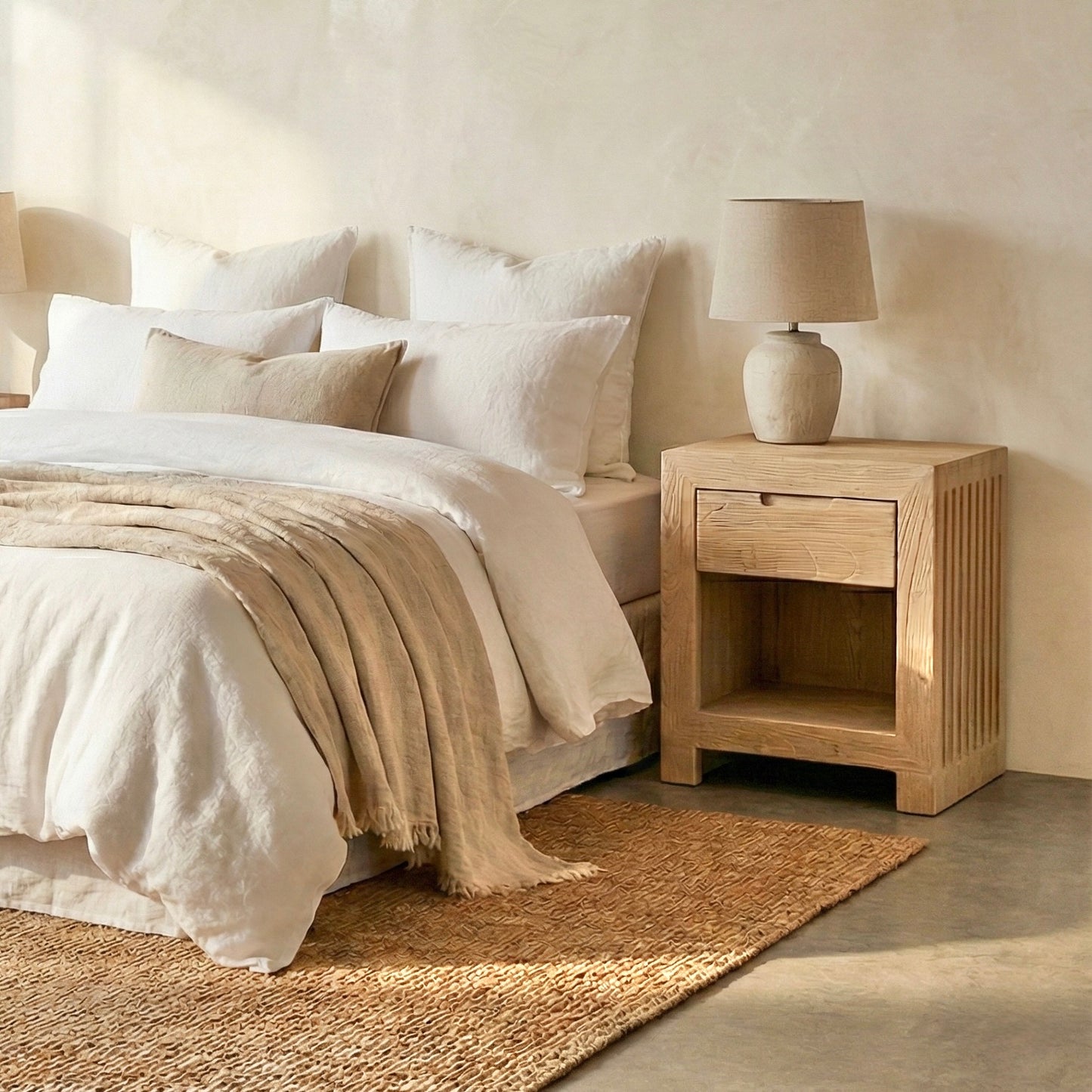 Amalfi Elm Bedside | 50 cm wide | Natural Elm