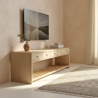 5 drawer entertainment unit | 180 cm | Natural Elm