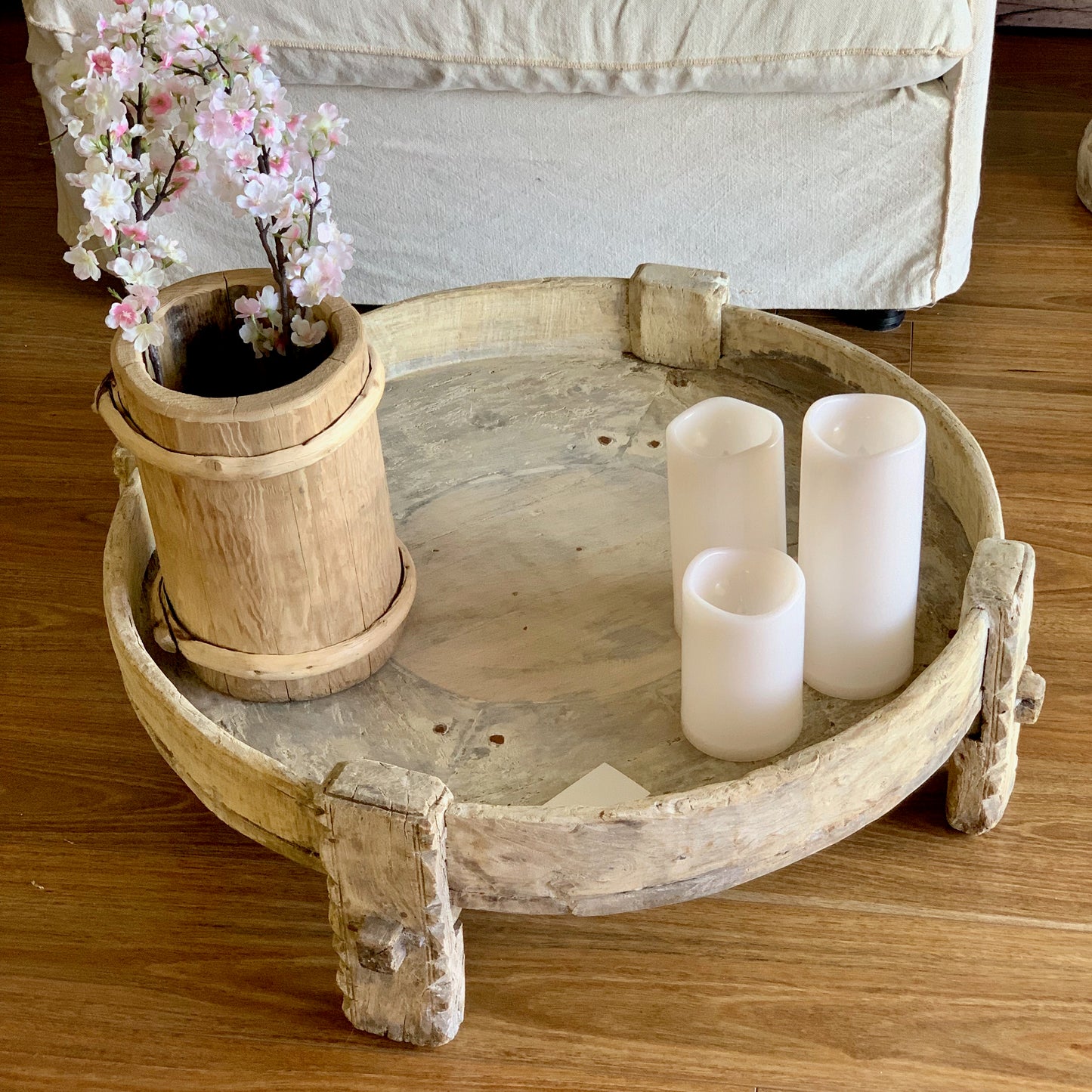 Vintage Indian Chakki Grinder Table (229624)