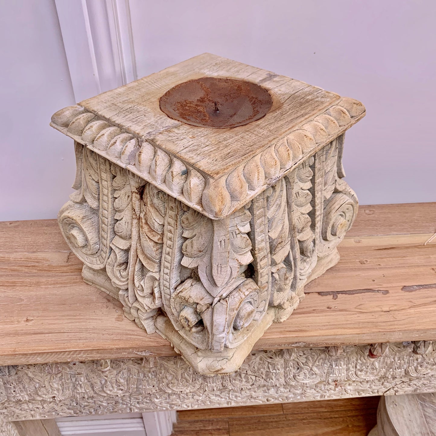 Vintage Indian Pillar Base Candle Stand (VP149-1)