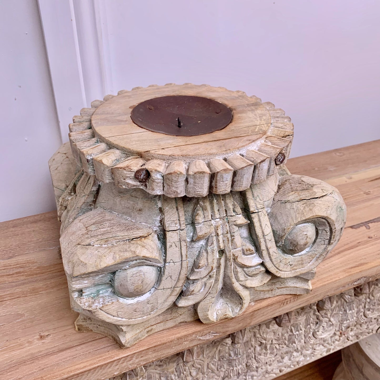 Vintage Indian Pillar Base Candle Stand (VP146)