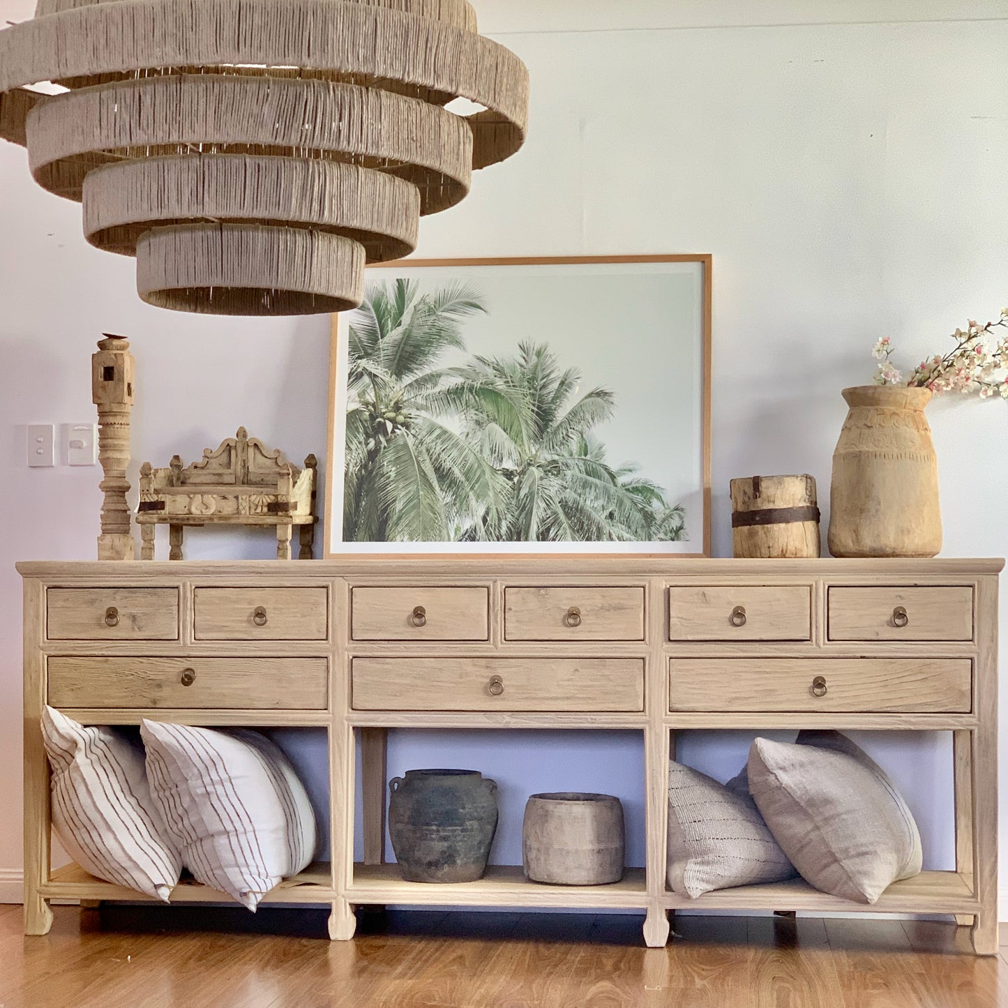 9 Drawer Console | 240 cm | Natural Elm |