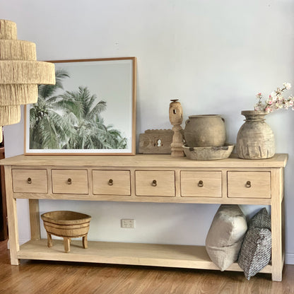 6 Drawer Console | 230 cm | Natural Elm