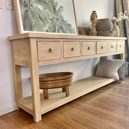 6 Drawer Console | 230 cm | Natural Elm