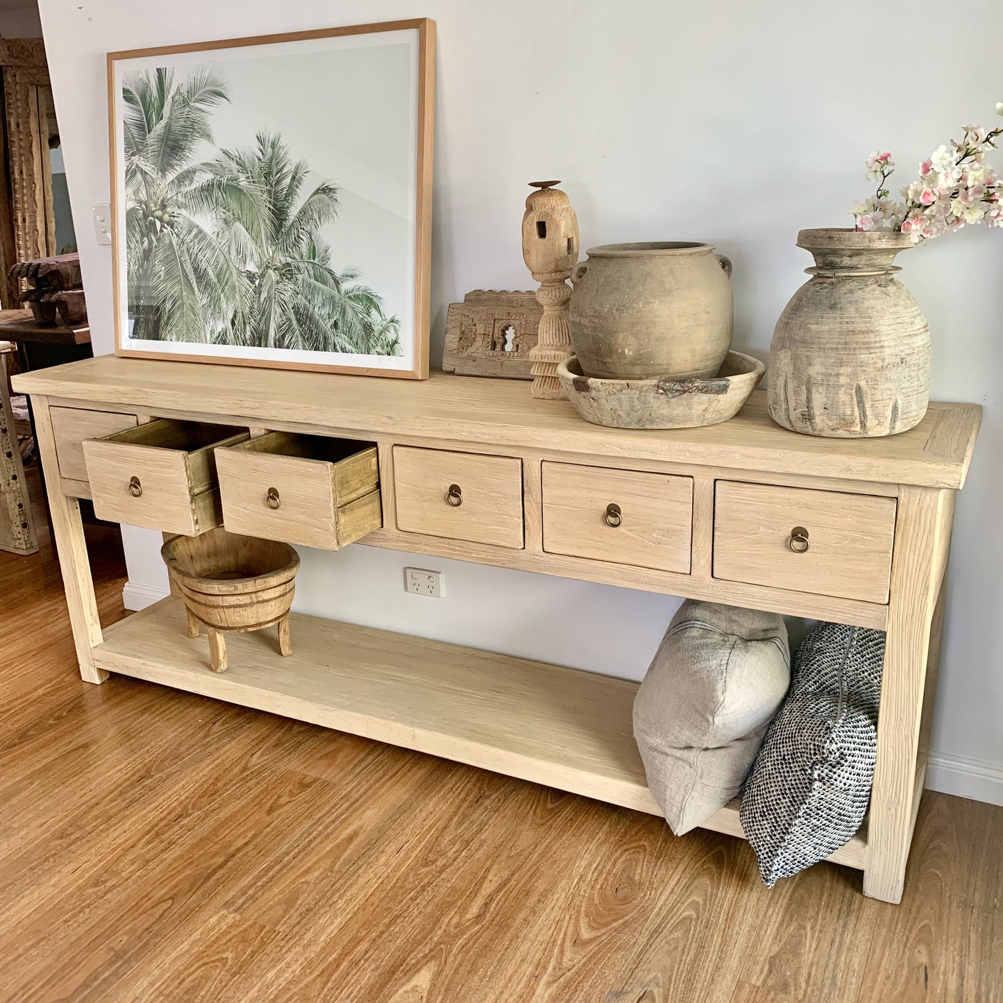 6 Drawer Console | 230 cm | Natural Elm