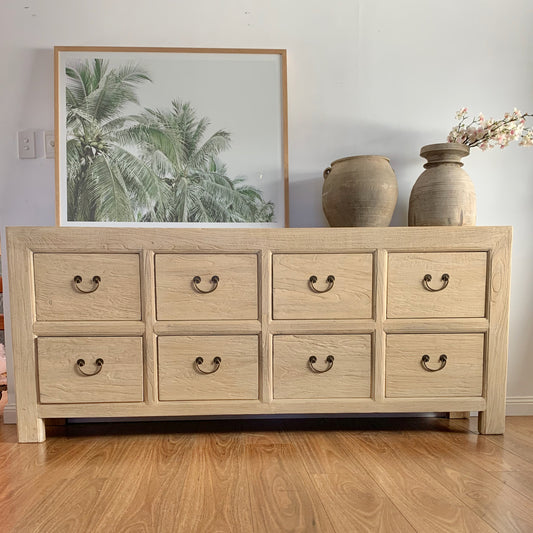 8 Drawer Chest | 200cm | Natural Reclaimed Elm