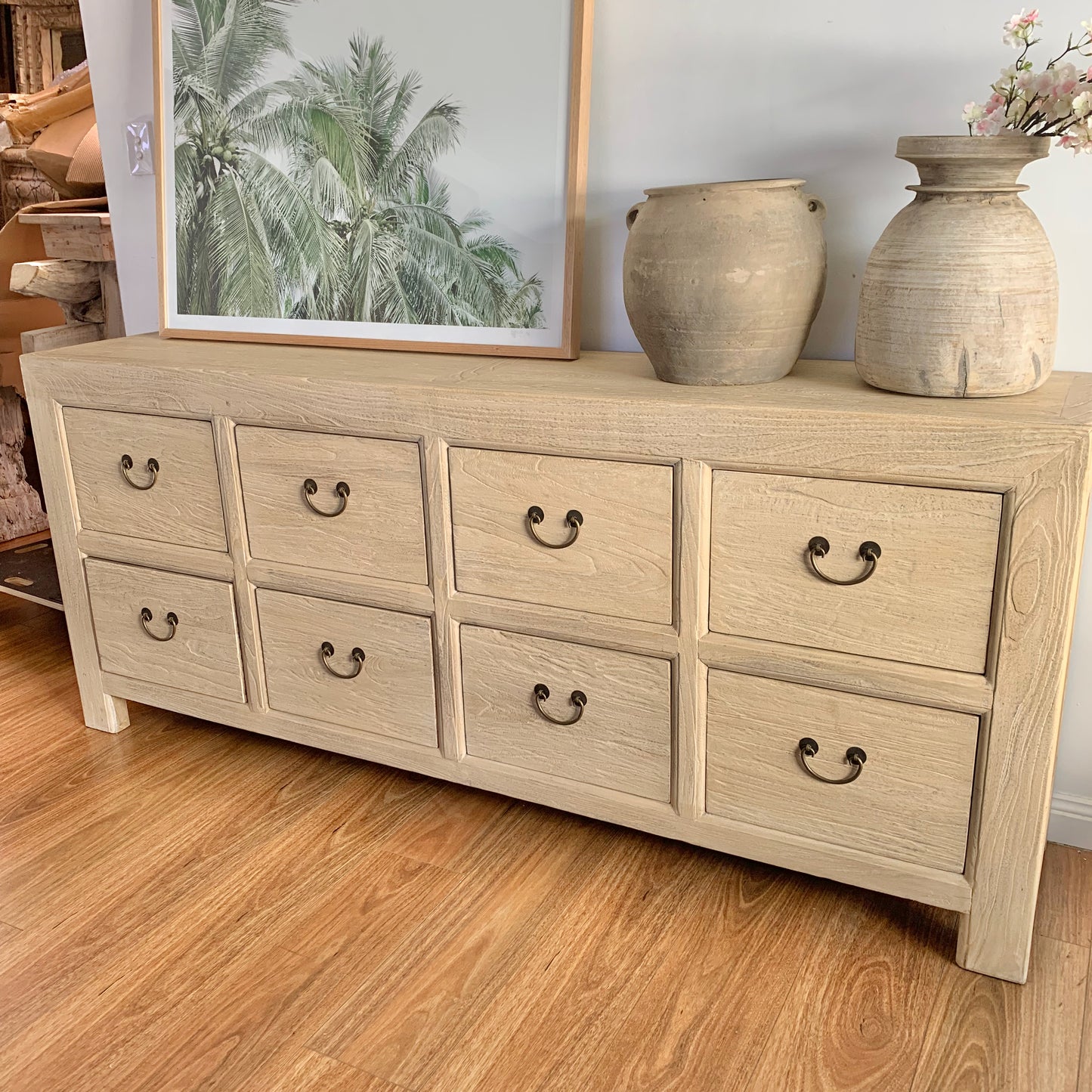 8 Drawer Chest | 200cm | Natural Reclaimed Elm