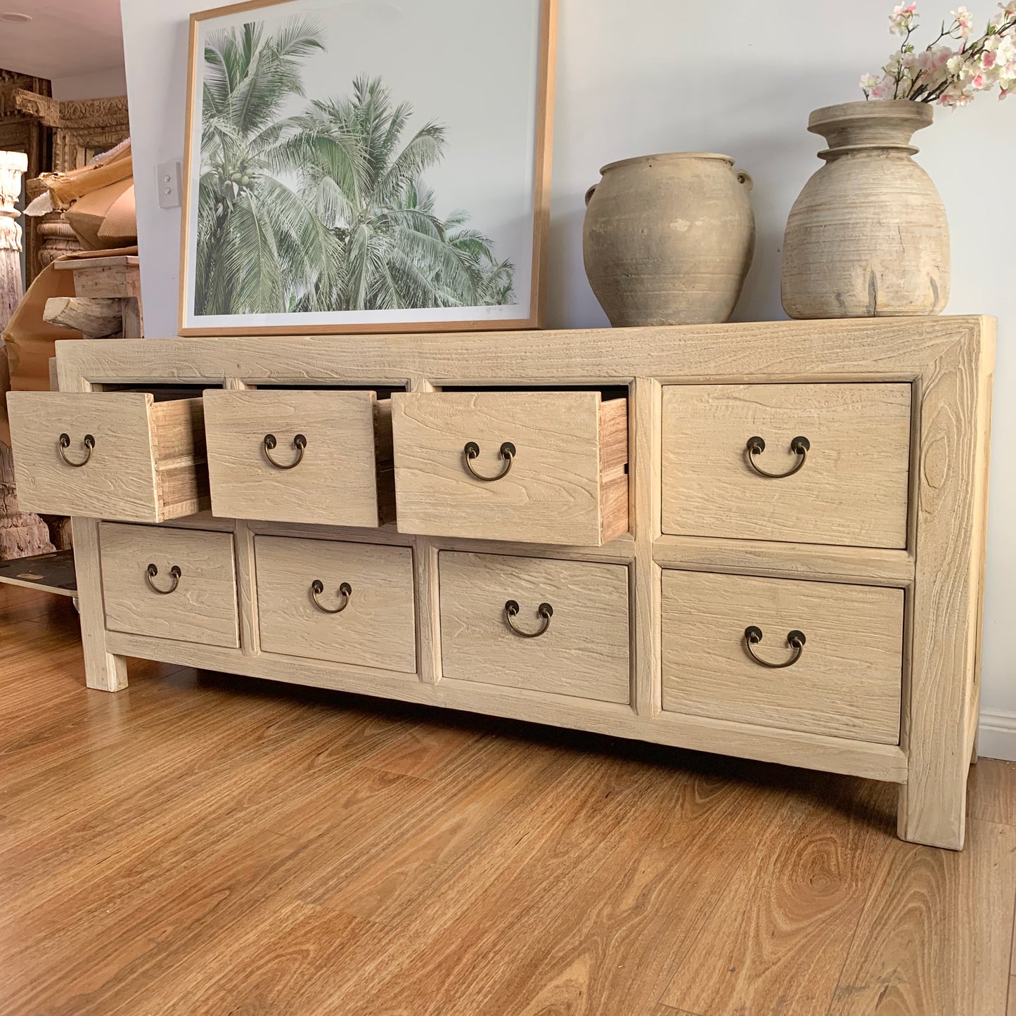 8 Drawer Chest | 200cm | Natural Reclaimed Elm