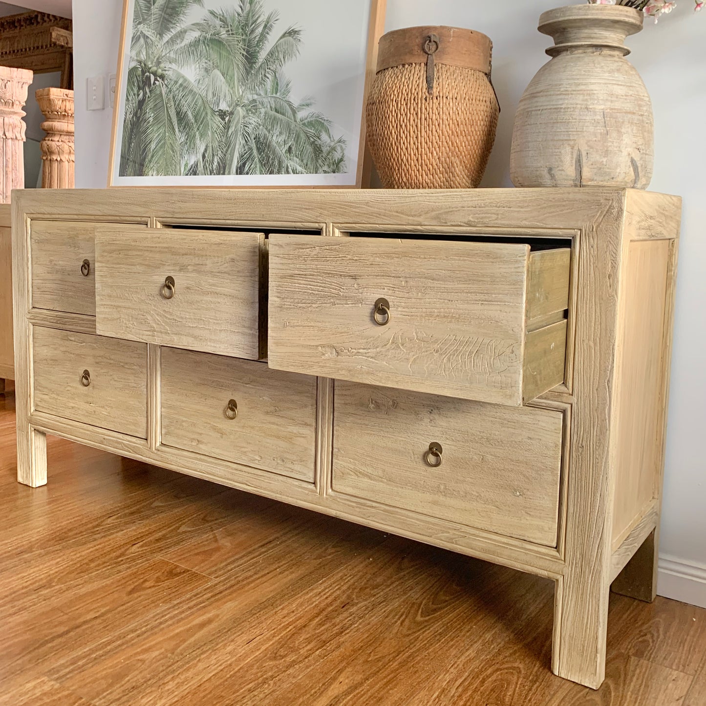 6 Drawer Chest | 180 cm | Natural Reclaimed Elm