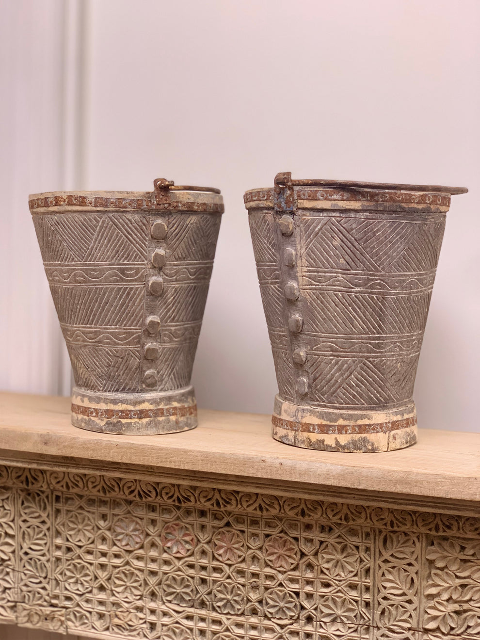 Vintage Indian Wooden Bucket (256926) buy in Australia — The-Byron