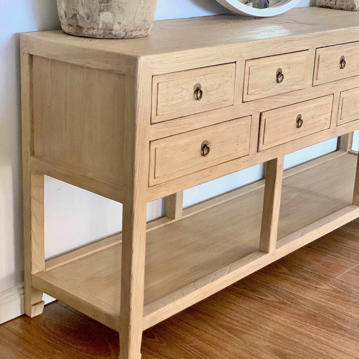 9 Drawer Console with Shelf | 200 cm | Natural Elm
