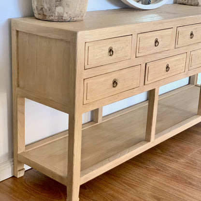 9 Drawer Console with Shelf | 200 cm | Natural Elm