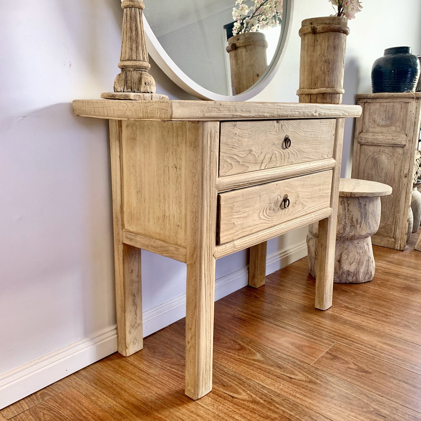 Reclaimed Elm Console | 110 cm | 2 Drawers