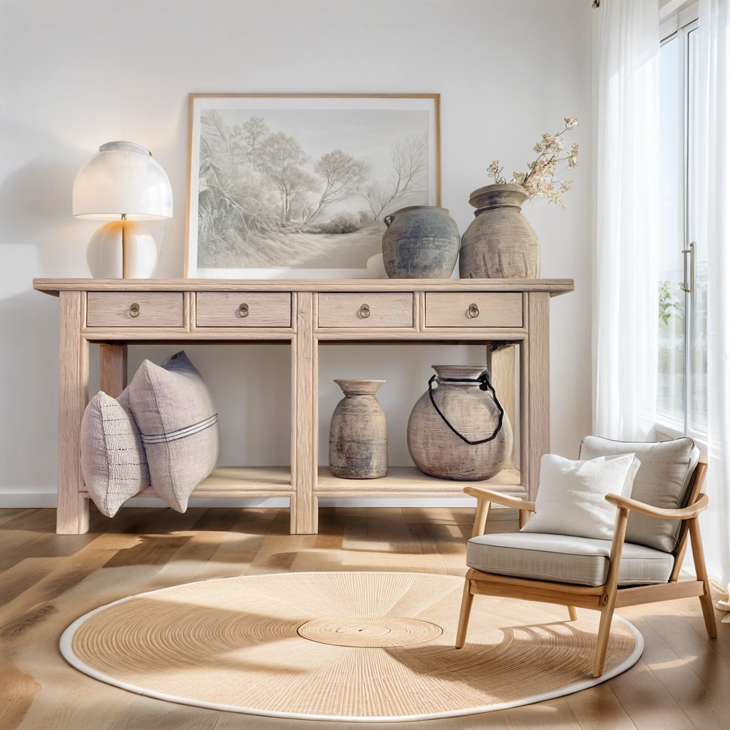 Reclaimed Elm Console | Four Drawer + Shelf