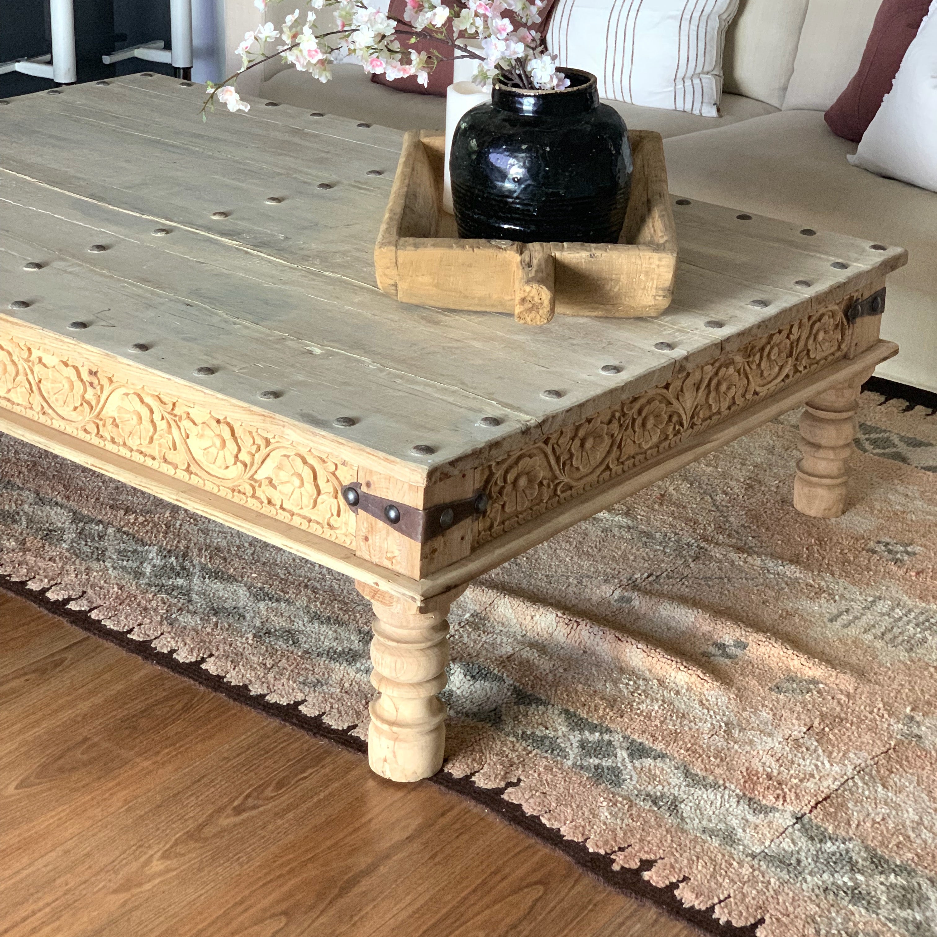 Hand carved deals indian coffee table